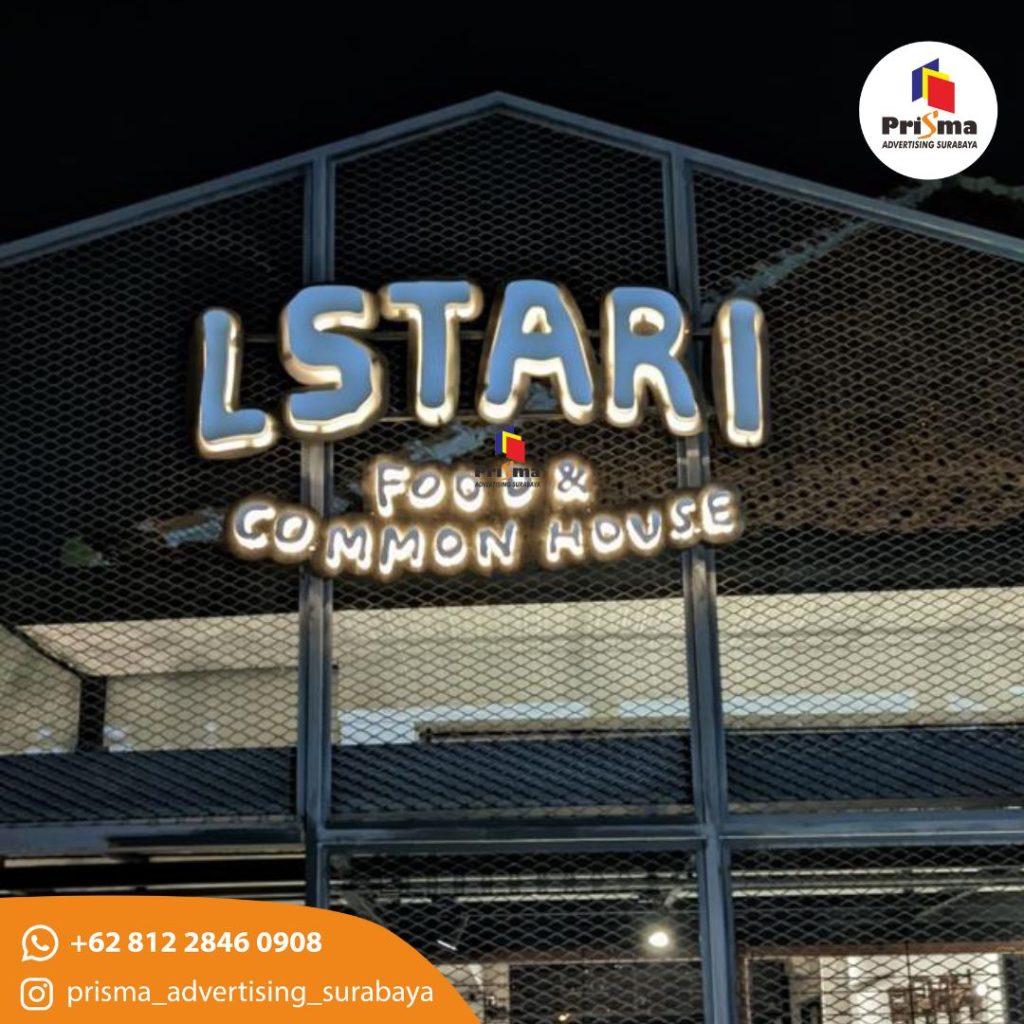 Huruf timbul menyala restoran