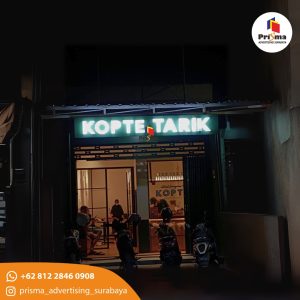 huruf timbul menyala untuk coffe shop web