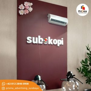web huruf timbul menyala untuk coffe shop